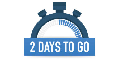 Stop watch with the words '2 Days to go' underneath it