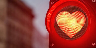 Heart shaped red light showing love has temporarily stopped