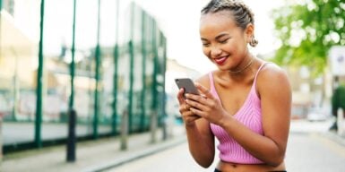 Woman on a phone smiling