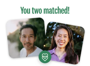 Asian single woman and man with headline "You two matched!"