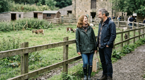 A couple exploring the ouseburn farm on a date in newcastle.