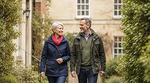A couple walking Ashton Court in Bristol.